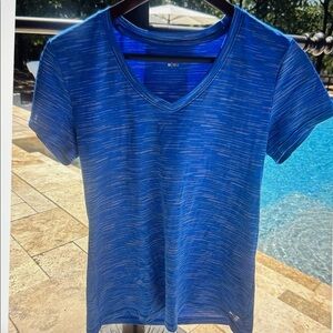 BCG Striped Blue Short Sleeve V-Neck Tee
